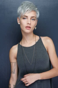 Fashion Short Pixie Wigs Silver White Gray Straight Wig for Women Cosplay Party - Picture 1 of 11
