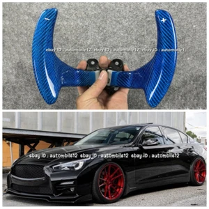 Fits 2014-2017 infiniti Q50 Blue Carbon Fiber Paddle Shifter Knobs Replacement - Foto 1 di 11