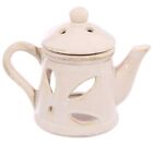 Beige Ceramic Teapot Shaped Essential Oil Burner Warmer With Lid Aromatherapy