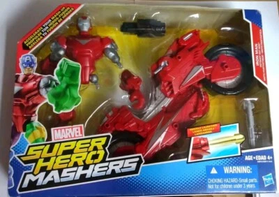 Marvel Super Hero Mashers Motorcycle Hotshot Hot Rod Iron Man Figure *Box Damage - Image 1 of 4