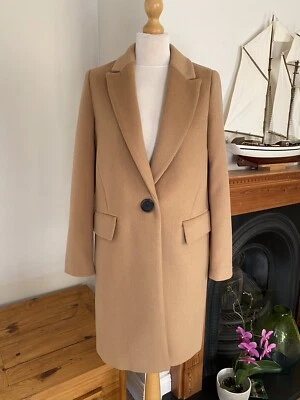 Zara Camel Masculine Wool Single Breasted Coat , Size XS - UK 8 #M61XS - Image 1 of 4