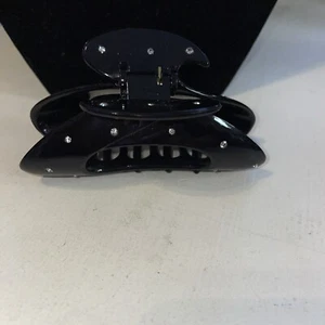 "Abrazadera francesa Lucite negra con cristal de Swarovski hecha en Francia NUEVA 3/4""" - Imagen 1 de 4