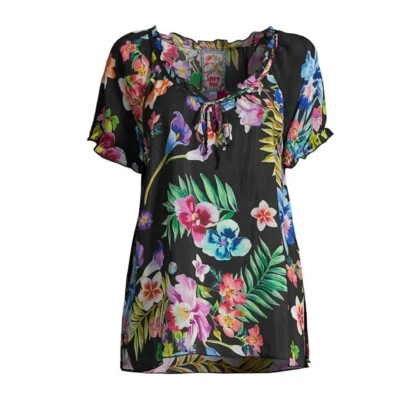 Johnny Was Aruba Kadence Top Blouse Floral Bright Balloon Sleeve EUC Artsy XS - Image 1 of 4
