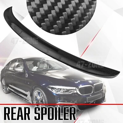 For 17-23 BMW 5 Series G30 G38 Gloss Black Real Carbon Fiber Spoiler Trunk Wing - Image 1 of 3