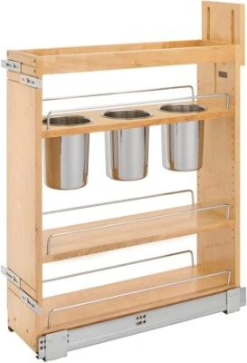 Rev-A-Shelf 448UT-BCSC-6C 6" Kitchen Cabinet Pull Out Organizer w/Utensil Holder