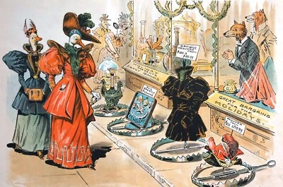 Compras de Navidad 1894 DAMAS BUSCANDO GANGAS REBAJAS Juez Estampado Mate Foto 1 de 4