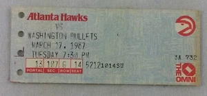 NBA 1987 03/17 Washington Bullets at Atlanta Hawks Ticket Stub - Picture 1 of 1