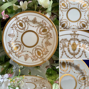 Antique Mintons Tea Plate Raised Beaded Gold Neoclassical Art Nouveau c1873-1891