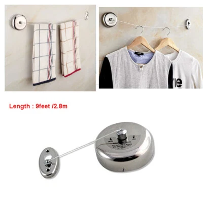 1 pc Stainless Steel Retractable Indoor Single Clothes Line 9feet /2.8m - Image 1 of 4