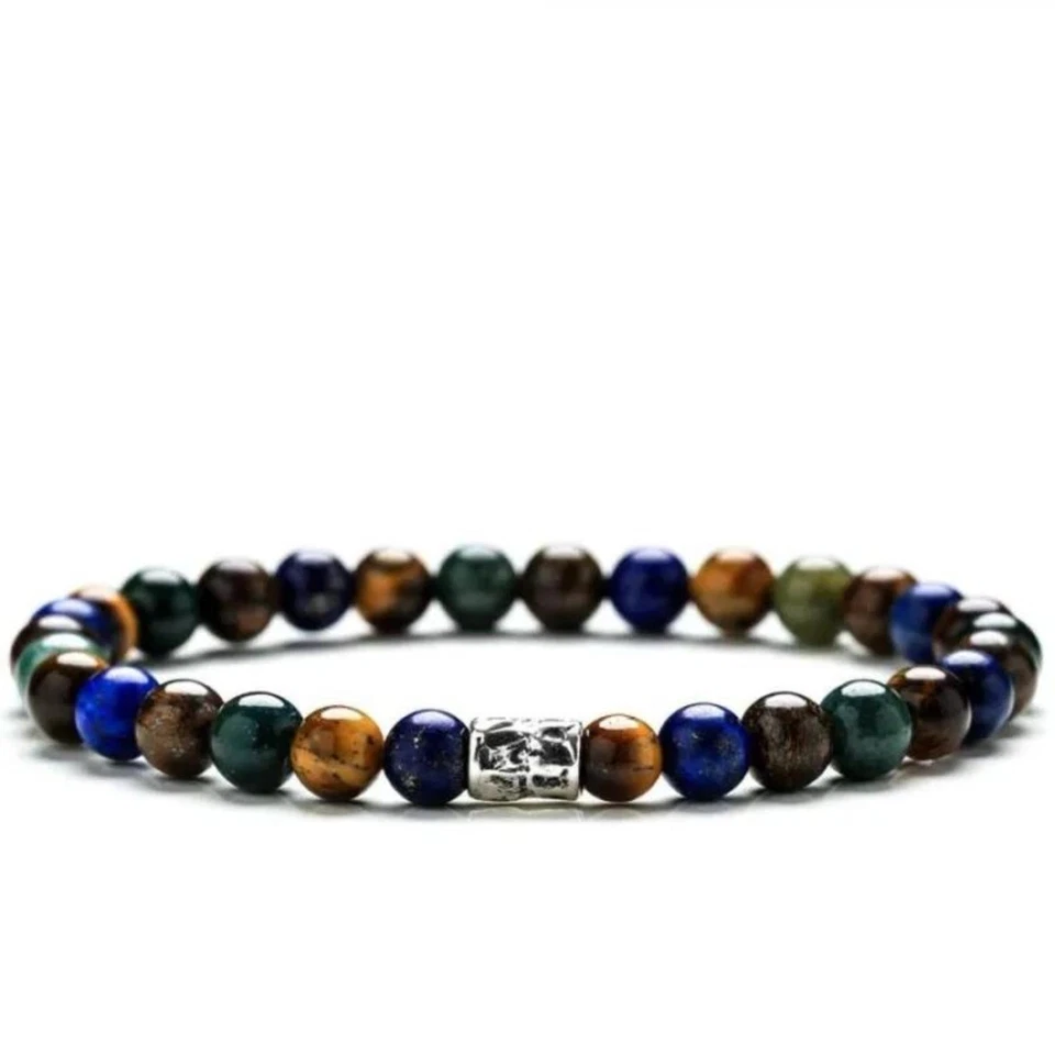 Bracciale Unisex GERBA 290 Elastico con Pietre Naturali e Argento 925 - Immagine 1 di 2