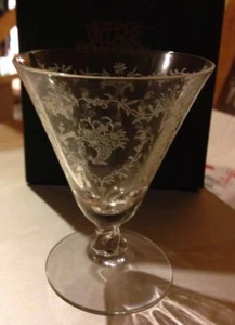 4" H Etched Wine Barley Twist Glass Good Condition Pre-Owned - Picture 1 of 4