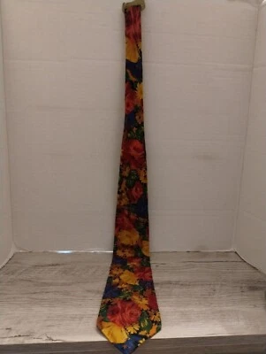 Acessório masculino vintage Generra gravata floral 58" multicolor rayon - Imagem 1 de 3