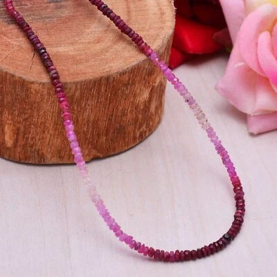 Natural Ruby Faceted Beads Necklace, Ruby Shaded Beaded Jewelry, Ruby Necklace - Image 1 of 4