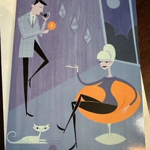 Tarjeta de felicitación del día de San Valentín SHAG Josh Agle MCM arte retro púrpura hombres locos rubios - Imagen 1 de 4