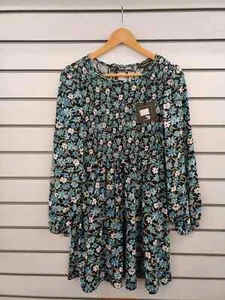 LADIES QED LONDON BLUE/WHITE FLORAL SOFT TOUCH DRESS SIZE 10 (REF 552) - Picture 1 of 3