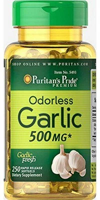 Puritan's Pride первоклассный чеснок без запаха свежий 500 мг, традиционный диетический для и - Изображение 1 из 2