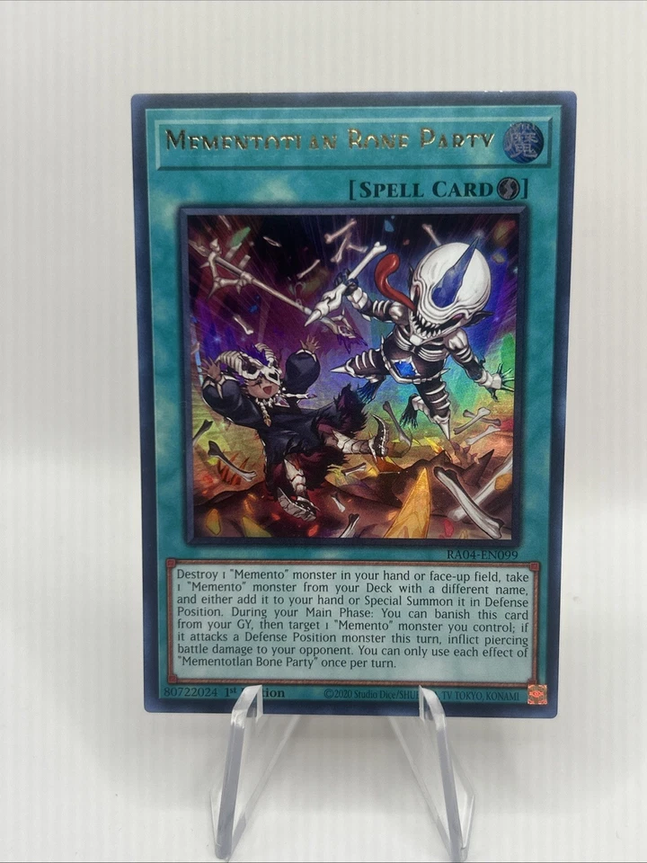 Yu-Gi-Oh! *MISPRINT* HALF NAME - Mementotian Bone Party - RA04-EN099 - Stampede - Image 1 of 2