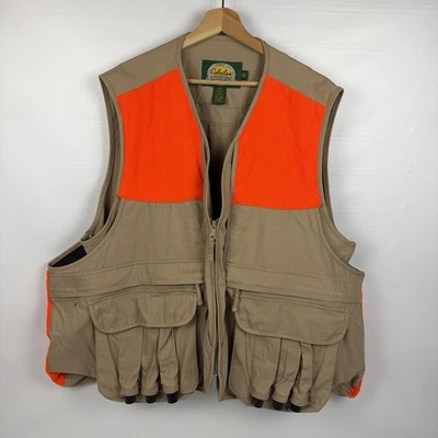 Cabelas Outdoor Hunting Vest XXL 2XL Beige Orange Game Pockets Duck Pouch - Image 1 of 4