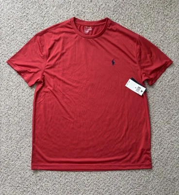 NUEVA Camisa Polo Ralph Lauren Para Hombre Talla Mediana Roja Rendimiento Camiseta Mecha Humedad Foto 1 de 4