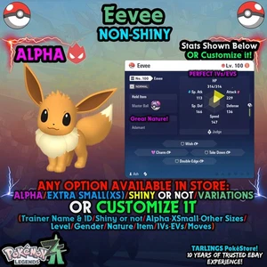 Pokemon Legends ZA 🦖 Eevee ALPHA LVL100 🎗️ BATTLE READY 🎗️ IVs/EVs/Nature - Picture 1 of 1