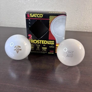 2 Vintage Light Bulbs - 1 SATCO 75W 130V & 1 Sylvania 40W 120V - Picture 1 of 11