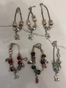 Vintage Lot Of 6 Charm Bracelets Clover - Lucky Rabbit - Various Charms - Picture 1 of 4