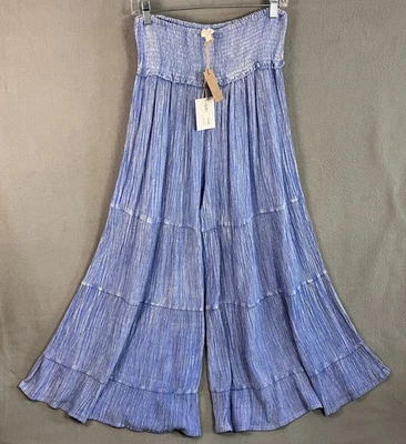 Pantalones Palazzo Arrugados Surf Gypsy Para Mujer Talla L Azul Brillante Nuevos con Etiquetas Foto 1 de 4