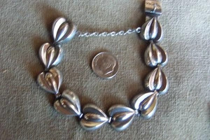 Sterling silver Sweden 1940's bracelet 7" 3 crowns - Picture 1 of 13