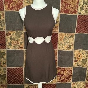 VINTAGE Jane Justin Don Sophisticates Dress Women's XS Extra Small Brown 60s 70s - Picture 1 of 14