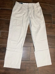 Polo by Ralph Lauren Ethan Pant Mens 35x32 Khaki Pleated Cotton Chino Trousers - Picture 1 of 11
