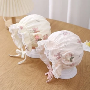 Breathable Newborn Bonnets 0-12M Fisherman Hat Baby Girl Bonnet Spring Autumn - Picture 1 of 11
