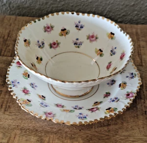 Royal Stafford Rose Pansy Forget-me-Not Mayonnaise Bowl & Underplate Chintz - Picture 1 of 13