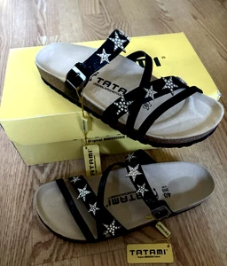 NIB Womens TATAMI BIRKENSTOCK Gidget Leather STAR RHINESTONE Sandal Shoe 9 EU 40 - Picture 1 of 7