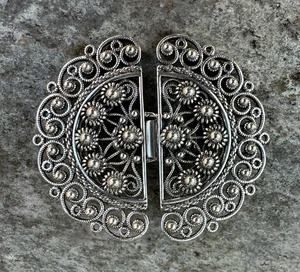 Frank Dahlsland Sterling Silver Bunad Belt Buckle Norway Norwegian vtg 1173 - Picture 1 of 7