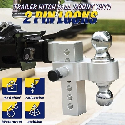 2" Receiver 6" Drop/Rise Adjustable Tow Hitch Dual Ball Mount Trailer 18500lb US - Image 1 of 4