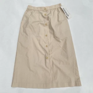 VTG Koret Elastic Waist Midi Button Up A-Line Skirt NEW NWT Cream Pockets USA - Picture 1 of 4
