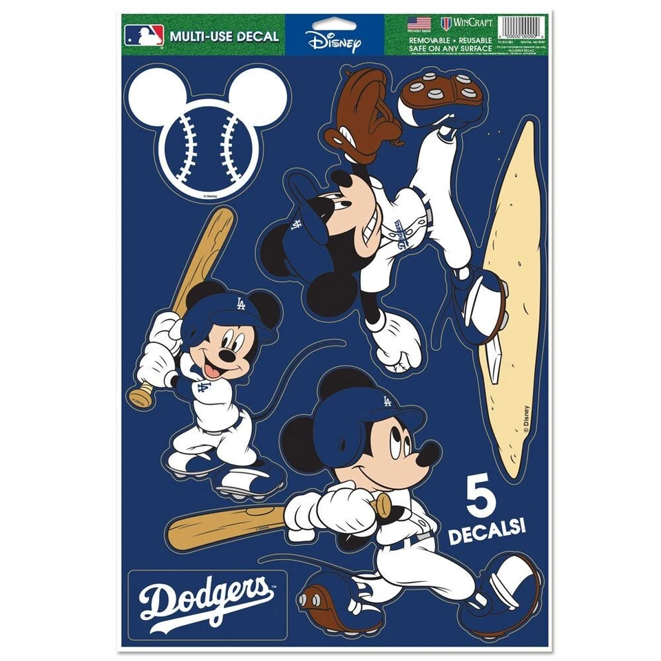 PACK DE 5 CALCOMANÍAS REUTILIZABLES MULTIUSOS PARA LAPTOP MICKEY MOUSE LOS ANGELES DODGERS WINCRAFT Foto 1 de 1
