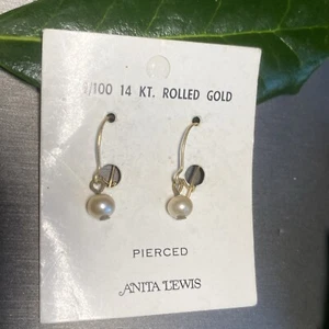 Vintage 14K Rolled Gold Pearl Earrings Estate Jewelry Pre-Owned Petite - Picture 1 of 20
