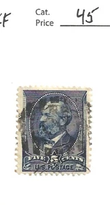 US Scott # 216, 5 cent indigo, 1888, American Bank Note, cv $45 - Picture 1 of 2