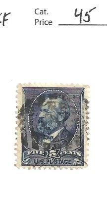 US Scott # 216, 5 cent indigo, 1888, American Bank Note, cv $45 - Image 1 of 2