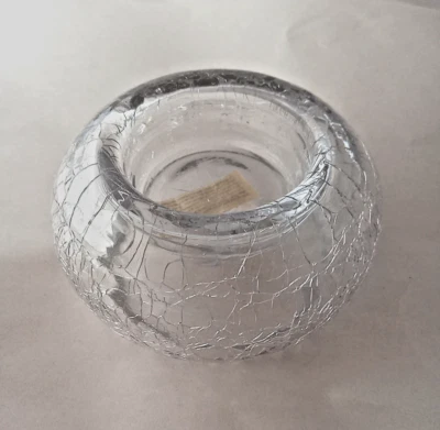 Portavelas votivo Yankee Crackle redondo vidrio transparente 2" alto 3" diámetro Foto 1 de 4