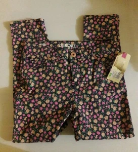 CHEROKEE FLORAL ROSES PRINT SUPER SKINNY CROP JEANS GIRLS SZ 12 NWT CUTE - Picture 1 of 4