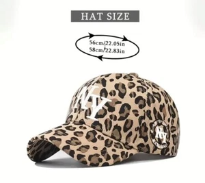 Women's Black New York NY Baseball Cap Hat Brown Leopard Animal Print: Brand New - Picture 1 of 5