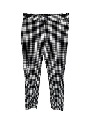 Calça Tommy Hilfiger 12 feminina preta branca xadrez Gingham tornozelo fino - Imagem 1 de 4