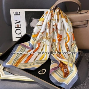 Sallys Boutique 14 Momme Twill Silk Saddle Print Double Face Necktie Scarf 26" - Picture 1 of 6
