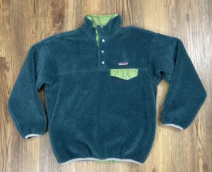 Patagonia Glissade Reversible Deep Pile Pullover Jacket Green Teal Youth Medium - Picture 1 of 13