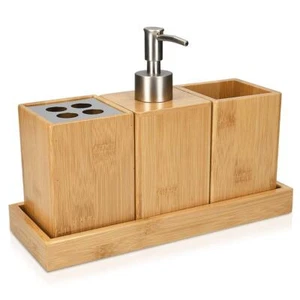 Bathroom Accessories Set 4-Piece - Toothbrush Holder Soap Dispenser Storage ... - Picture 1 of 8