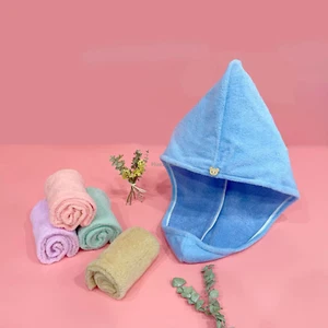 Handtuch Haartrockner Haarhandtuch Haarturban Haartrockenertuch mit Knopf - Bild 1 von 9