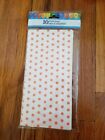 White Paper Treat Bags with Coral/Peach Colored Poka-dots,10 count 