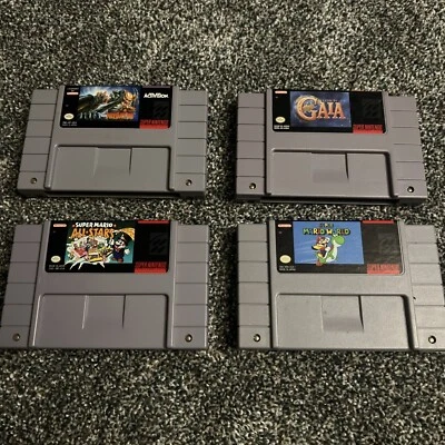 Alien Vs Predator Illusion Of Gaia Super Mario World + All Stars 4 Game SNES Lot - Image 1 of 4